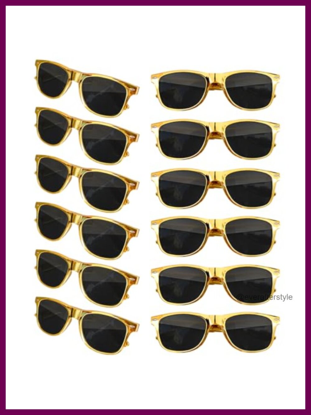 12 Pack Metallic Gold Sunglasses Square Resin Unisex Party Favors Retro
